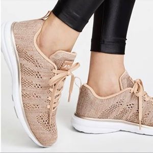 APL Techloom Pro Running Shoes in Metallic Champagne. Size 9.